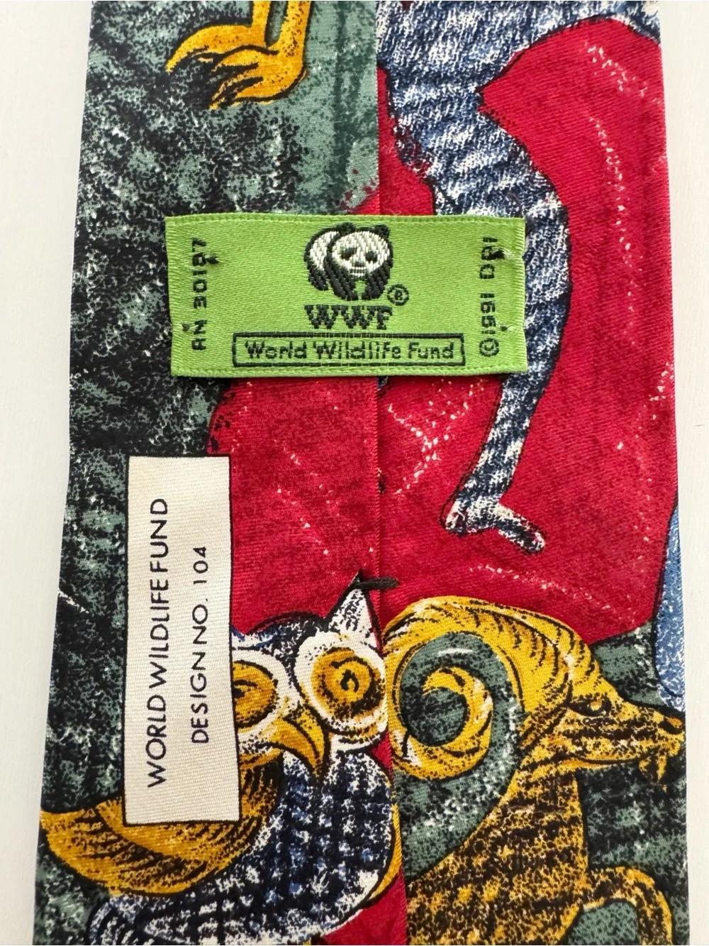 Vintage 1991 World Wildlife Fund Design No. 104 Silk Tie